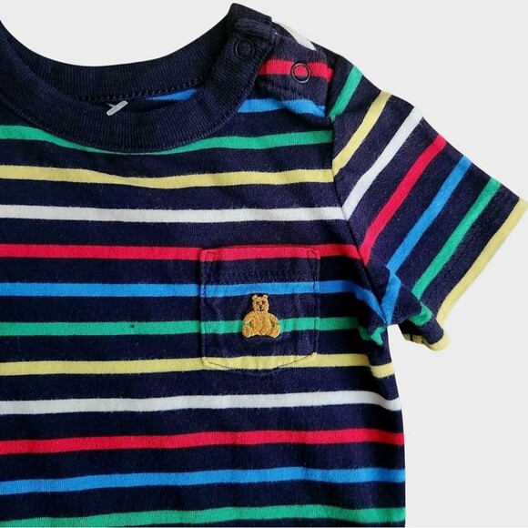 GAP Baby Boys Striped Multicolor Bodysuit with Bear Logo 3-6 Months 100% Cotton - Picture 4 of 12